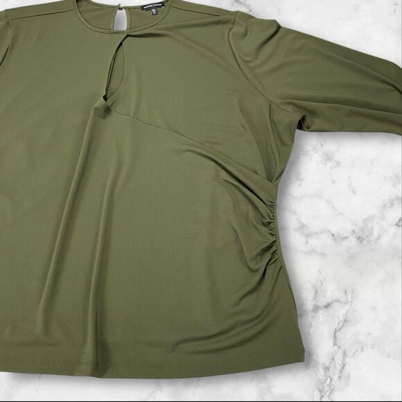 Universal Standard Womens Side Cinch Keyhole Blouse Size 2XL Green - Picture 6 of 15